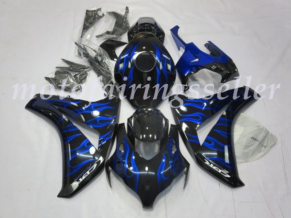 

oem quality new abs full fairings kits fit for honda cbr1000rr (2008 2009 2010 2011) cbr1000rr 08 09 10 11 bodywork set black blue flame