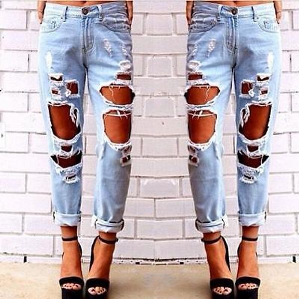 

womens ladies skinny faded ripped casual slim fit cool denim cotton jeans skinny faded ripped casual slim fit cool denim jeans, Blue