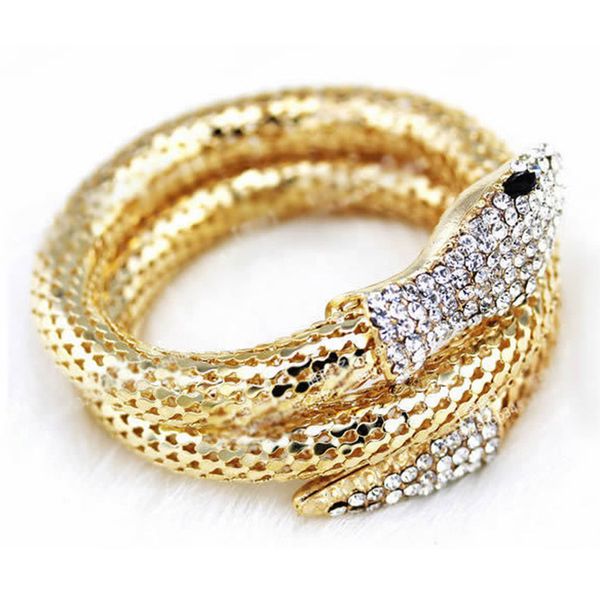 

new women men alloy bracelets coiled snake spiral punk gold silver color upper arm cuff armlet armband bracelets bangle vb876, Golden;silver