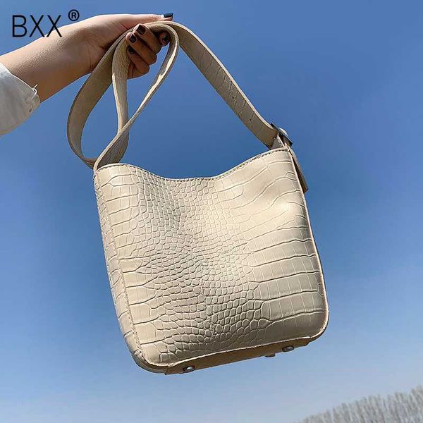 

bxx] crocodile pattern pu leather crossbody bucket bags for women 2020 spring handbags and purses shoulder messenger bag hl585