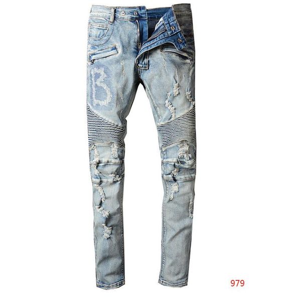 

designer men jean pants pure color casual brand denim pants luxury stylish straight denim designer male trouser size 29-42, Blue