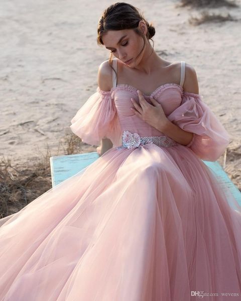 

розового bohemian пром платье ruched handmade цветок бретельки бисероплетение sash тюль формальные носите платья платья вечера ogstuff настр, Black