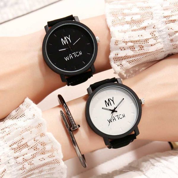 

2018 new geometric pattern watch boy girl student couple fashion english numbers my watch logo watches, Slivery;brown
