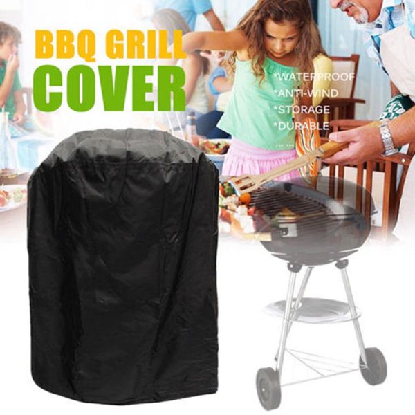 

round waterproof bbq cover garden patio yard kettle grill barbecue protector cover bag -drop