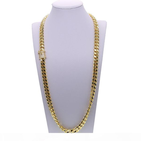 

24" 28" golden hip hop bling mens jewelry wide cuban link miami pave cz boy men cool iced out chain necklace c19041704, Silver