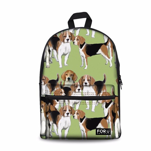 

customized casual schoolbag daypack female canvas basset hound backpack for kids girls kawaii school bagpack feminine rucksack