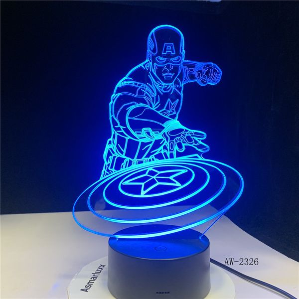 

captain america shield figure 3d multicolors acrylic table night light led illusion touch usb lamp boy kids toy gift aw-2326