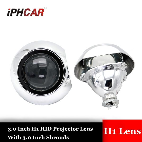 

2pcs 3.0 inch car bi xenon h1 hid projector lens metal holder with shrouds xenon kit bulb headlamp h1 h4 h7 model car modify