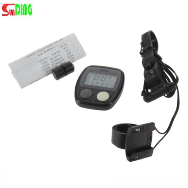 

sunding sd-536 waterproof digital lcd bike computer cycle bicycle speedometer odometer 14 functions lr44 button include battery