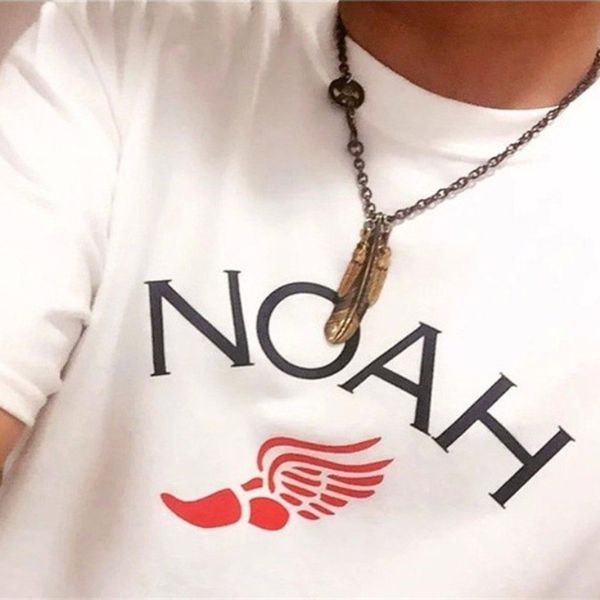 

19ss noah nyc winged foot logo tee cotton tee fashion logo printed solid shirt long sleeve t-shirts designer hip hop tshirt, White;black
