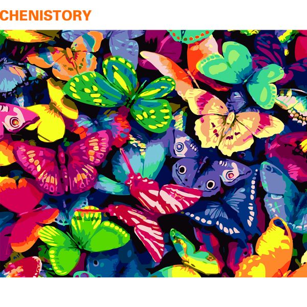

chenistory frameless butterfly diy painting by numbers modern wall art picture hand painted oil painting for home decor 40*50cm