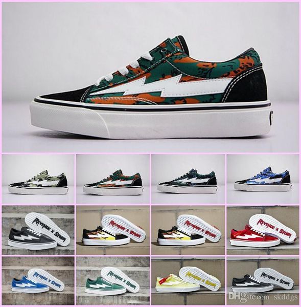 

2018 wholesale new revenge x storm sneakers pop up store old skool off fashion grid mens ins canvas shoes, Black