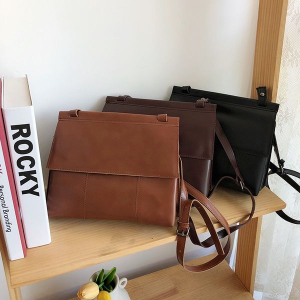 

new korean retro fashion flip shoulder bag ladies fashion simple messenger bag large capacity pu