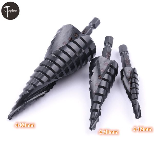 

hss спираль калиброванные шагнул сверла 4-12мм 4-20мм 4-32мм шестигранный хвостовик азотирование черный конический конус сверло для электрои