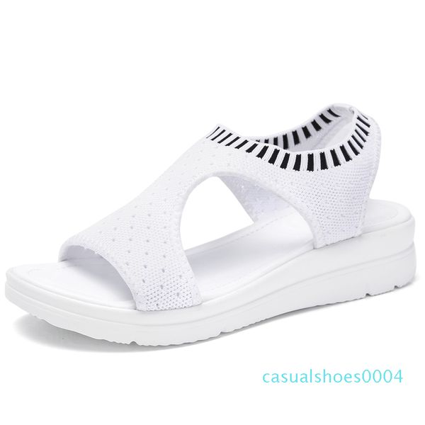 

summer women sandals plus size 35-45 wedge breathable mesh shoes female peep toe ladies solid slip-on comfortable shoes ladies, Black