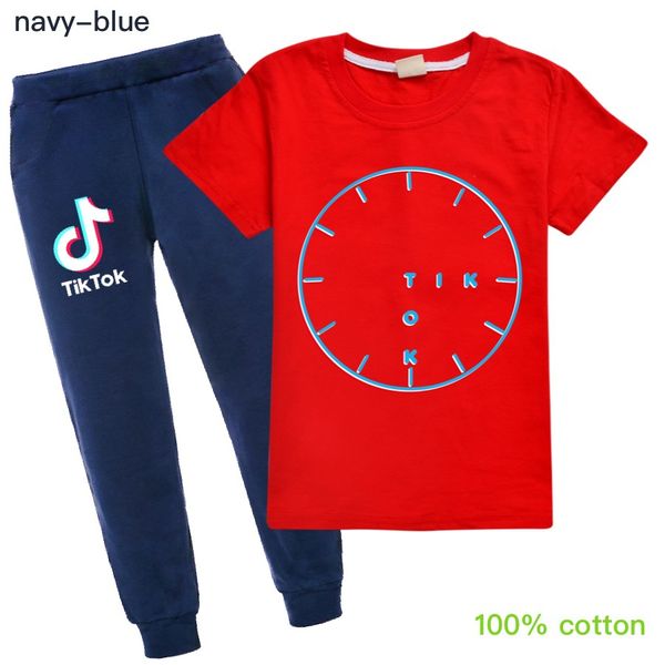

детский конструктор костюмы мальчиков 2 шт одежда комплекты футболки брюки костюм tik tok версия для печати часы спортивные костюмы для дево, White