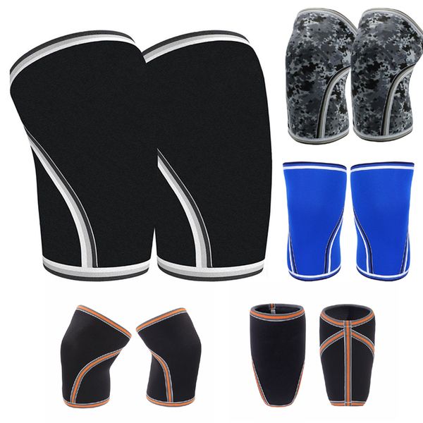 

1 pair breathable knee pads 7mm neoprene elastic knee sleeves universal weightlifting sport compression knee-joint protecter, Black;gray