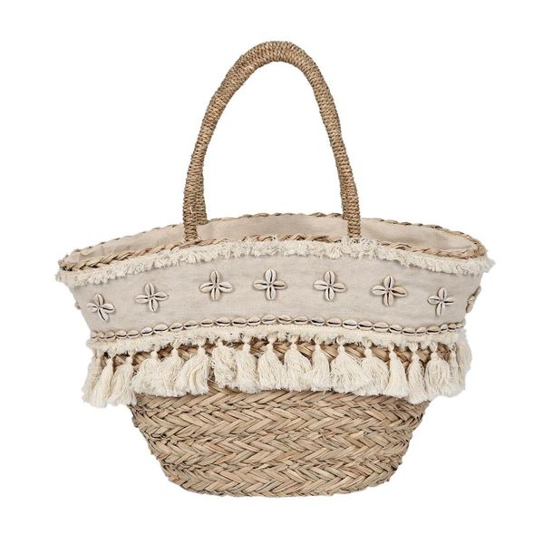 

bohemian straw bag women handbags handmade beach bags ladies totes tassel shell shoulder bags girls