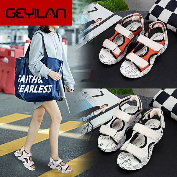 

yx super fire of torre shoes summer sports leisure thick-soled muffin flat bottom original stay wild beach sandals, Black