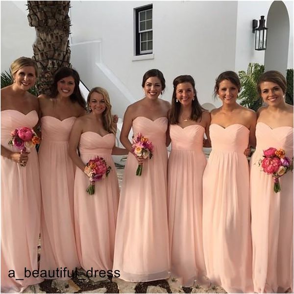 

country wedding bridesmaid dress chiffon pleats a line sweetheart maid of honor gowns plus size, White;pink