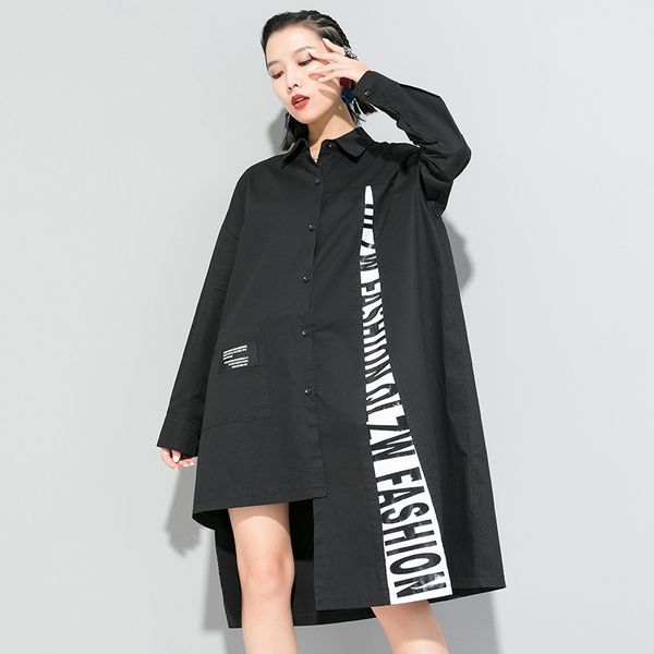 

temperament lazy streetwear printed long-sleeved irregular fashion women blouses 2020 highstreet turndown frosty women's blouse, White