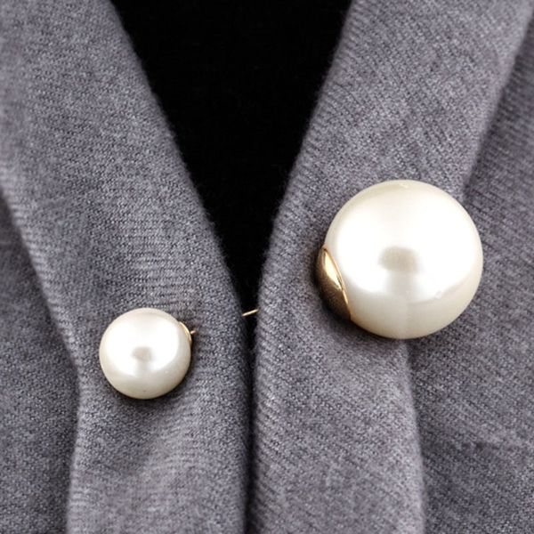 

New Vintage Double Imitation Pearl Brooch For Women Girls Sweater Business suit Pins Big Beads bride Wedding accessories brooches 10pcs/lot