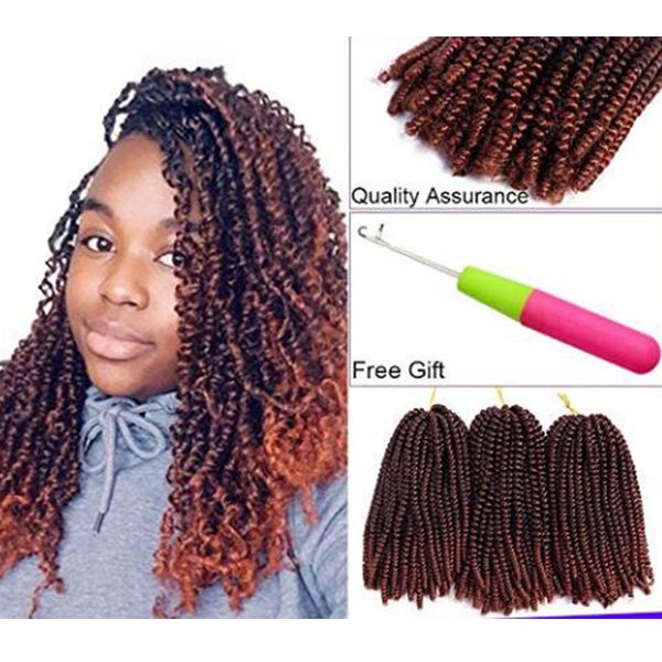 

3 пакета ombre spring twist вязание крючком косички bomb twist вязание крючком для волос tb-30 # для женщин канекалон синтетические пушистые, Black