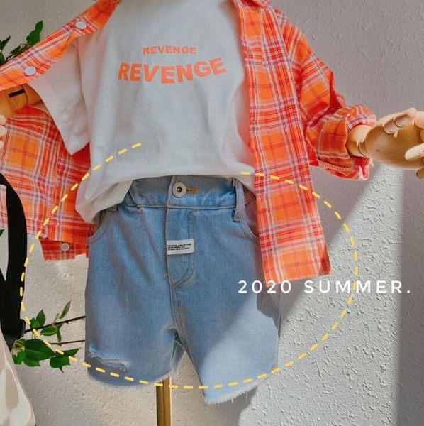 

2020 new girls boys denim holes shorts summer fashion kids shorts 1-6t ho499, Black