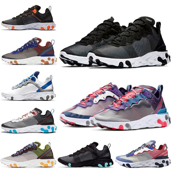 

New Color RED ORBIT Jogging React 87 Black White 55s Mens Running Shoes React Element 55 Orange Green Sail Moss Womens Sports Sneakers