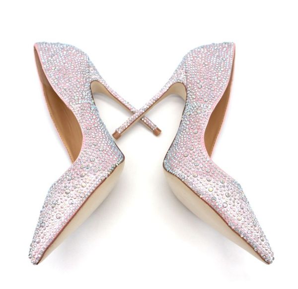 

повседневный дизайнер сексуальная леди мода розовый страз кристалл носка туфли на высоких каблуках тонкие каблуки туфли на шпильке ну вечери, Black