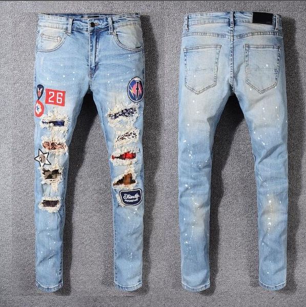 

New miri jean denim traight biker kinny jean ca ual trou er cowboy famou brand zipper biker men amiri jean