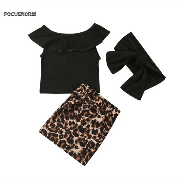 

pudcoco us stock new fashion kids baby girl повседневная одежда с плеча футболка топы леопардовая юбка наряды, White