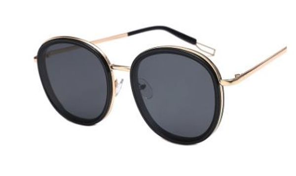 

new style sunglasses ladies fashion trend civil air-defense ultraviolet personality sunglasses retro round face high-definition glasses, White;black