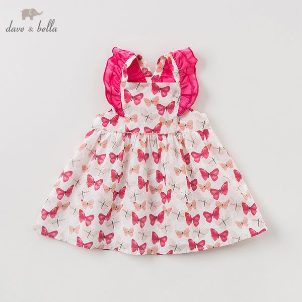 

dba9428 dave bella summer baby girl's princess cute butterfly dress children fashion party dress kids infant lolita clothes, Red;yellow