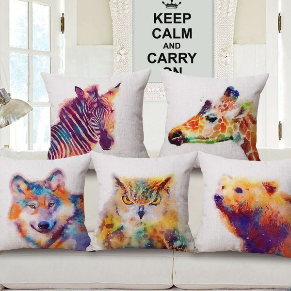 

new pattern animal ink painting hold cotton pillow case european heat sell animal cushion set zebra embrace pillow case