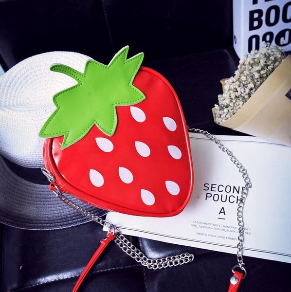 

sweet summer new fashion handbags quality pu leather women bag strawberry chain bag shoulder messenger packet korean purse