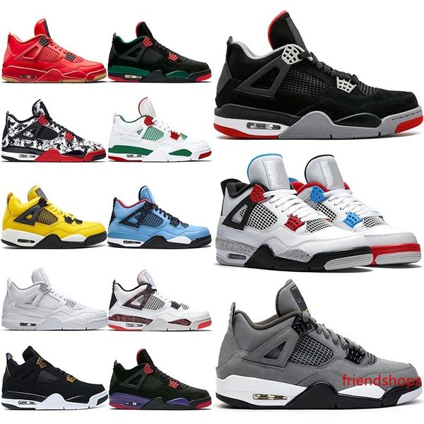 

new 4 cool grey 4s og bred for 2019 men basketball shoes white cement fire red tattoo athletic sport sneakers size 41-47