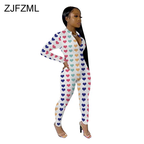 

отпечатано sexy тощий общий для женщин 2020 front молнии one piece бинты rompers элегантные дамы плюс размер с длинным рукавом комбинезон, Black;white