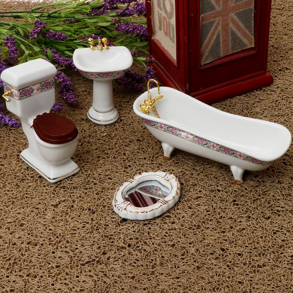 

4pcs white porcelain bathroom model set 1/12 dollhouse miniature funiture #2