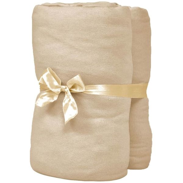 

fitted sheet 2 pcs 190 x 200 cm beige cotton jersey other home textile