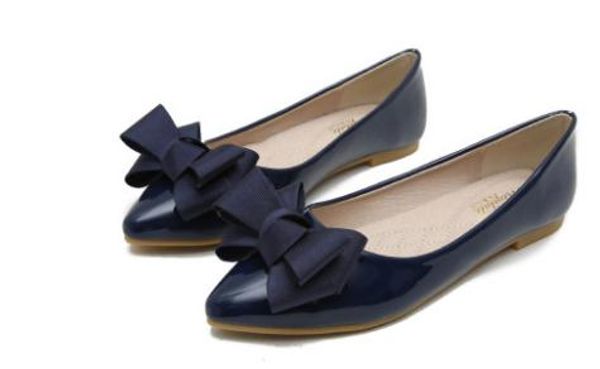 

women's shoes in spring and autumn flat bottom pointed end bowknot @8135, Black