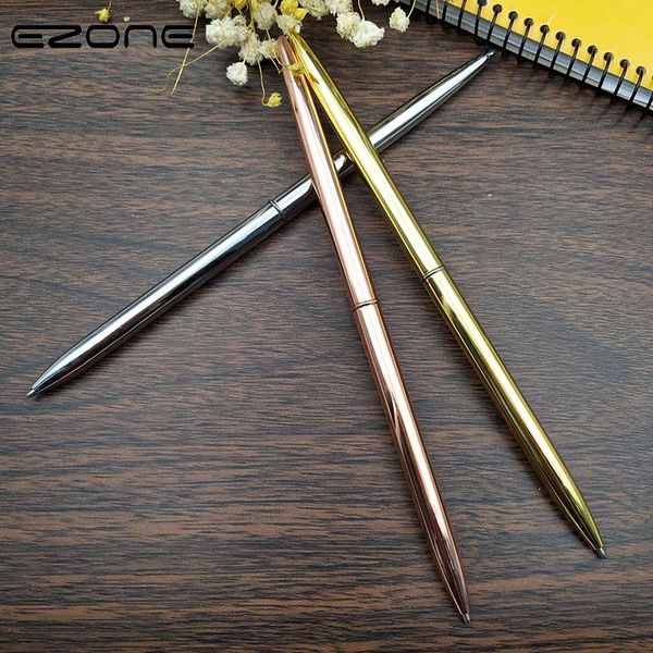 

ezone mini slender rod ballpoint pen business roller pen 0.5mm black ink metal holder office school stationery supply, Blue;orange