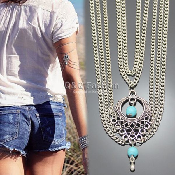 

dream catcher drape chain bangle bracelet armband upper arm cuff armlet jewelry new, Golden;silver