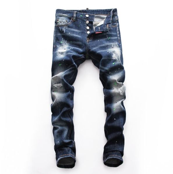 

2019 new famou brand de igner long ripped individuality conci e men jean quality fa hion luxury biker jean for men ale