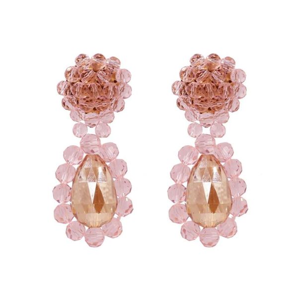 

pink glass crystal earrings new creative hand woven earrings the gift for women and girls ing, Golden