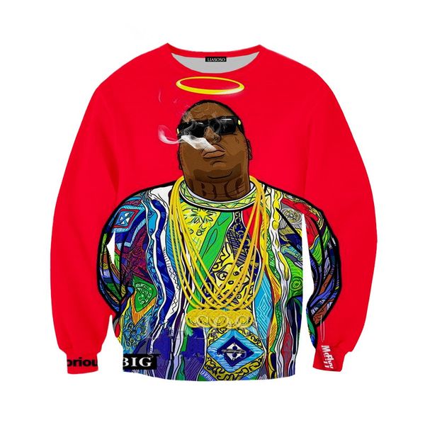 

2018 biggie 3d sweatshirt men notorious b.i.g. 3d print fashion casual jumpers pullovers streetwear tracksuits, Black