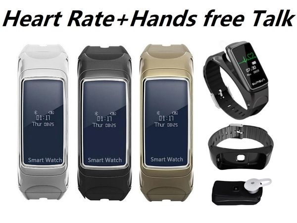 

heart rate monitor wristband talk band smart bracelet with bluetooth earphone sports fitness tracker pedometer car handscall headset