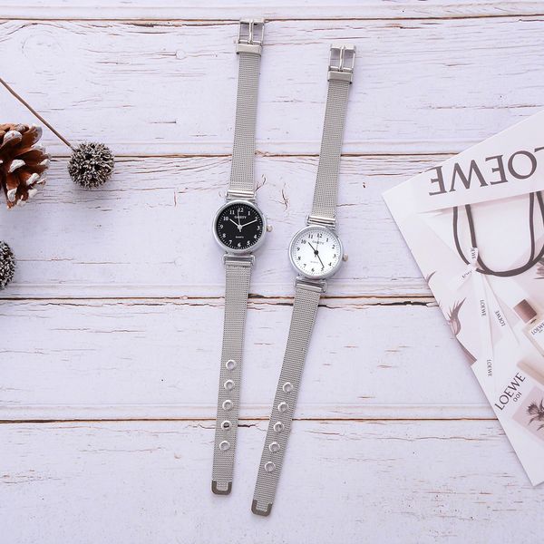 

simple silver watches women blue stainless steel mesh strap fashion casual wild quartz bracelet watch gift 2019, Slivery;brown