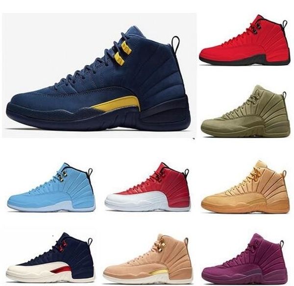 

new wolf grey 12 bordeaux gamma blue basketball shoes men sport shoe gym red black nylon 12s athletic trainers sneakers
