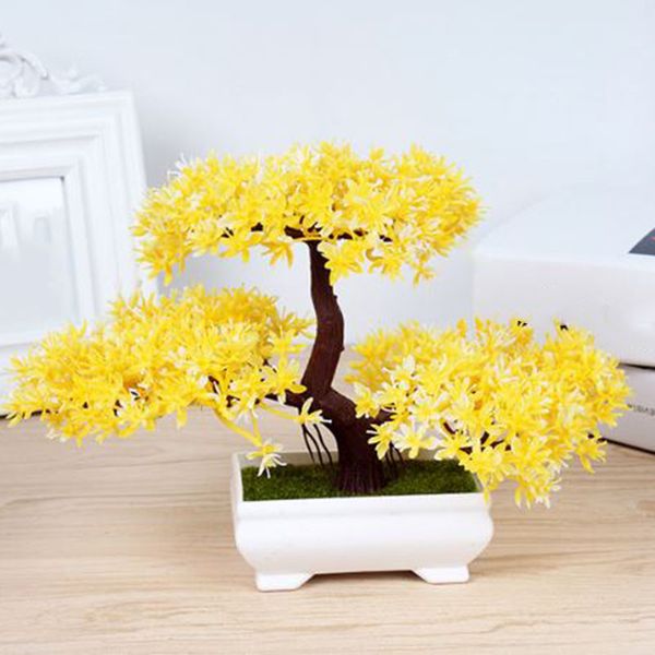 

artificial bonsai tree greeting plant fake green plants flower home desk decor